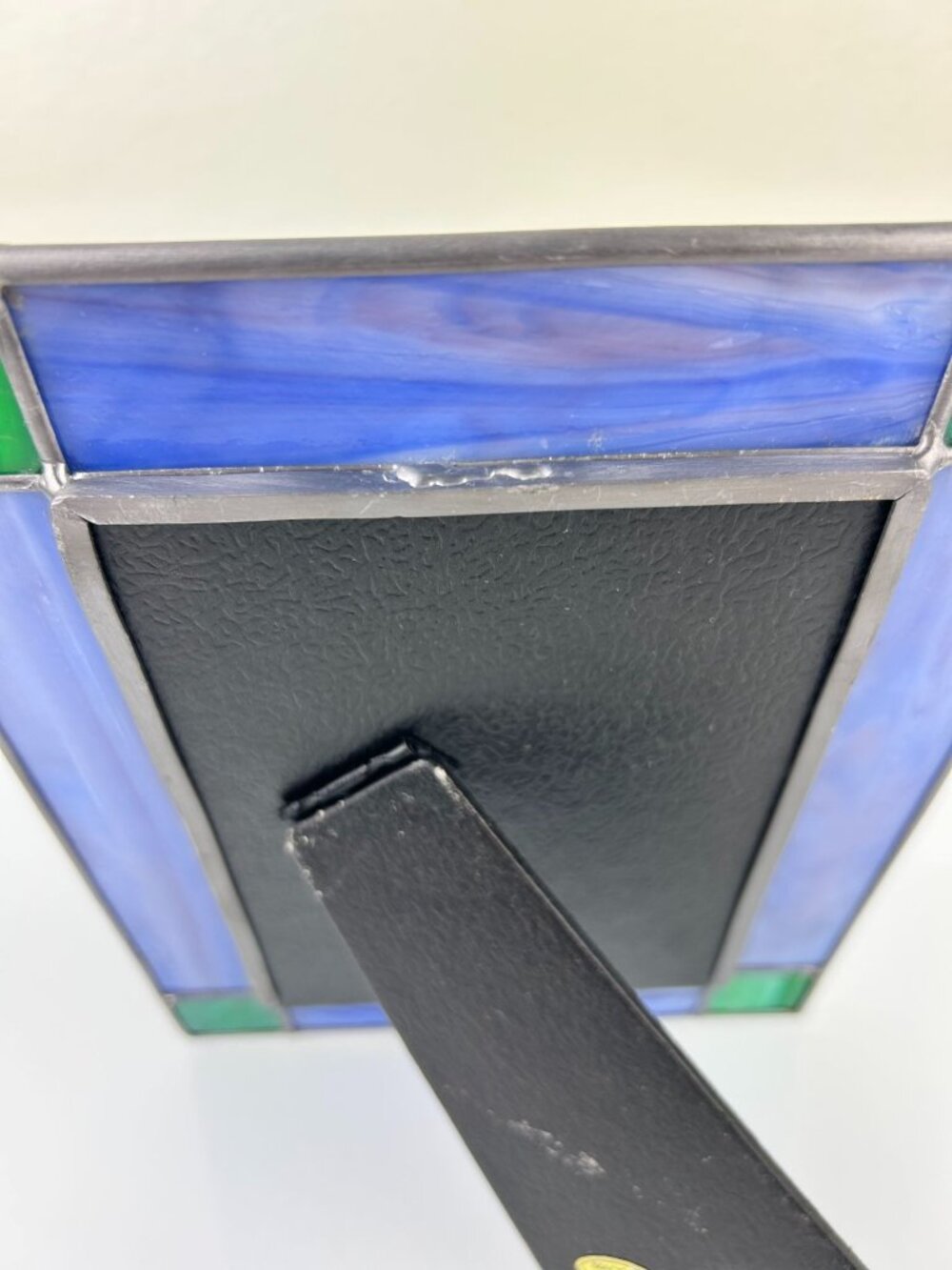 Vintage Stained Glass & Metal Picture Frame Blue Green Silver Home Decor - Picture 6 of 16